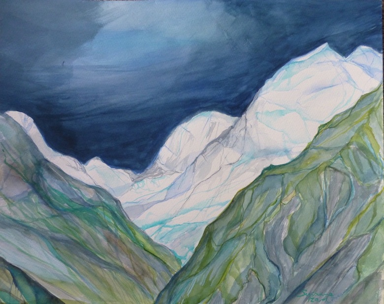 Susanna Izard | N0 5 Aoraki Mt Cook Hooker Valley |watercolour | McAtamney Gallery and Design Store | Geraldine NZ